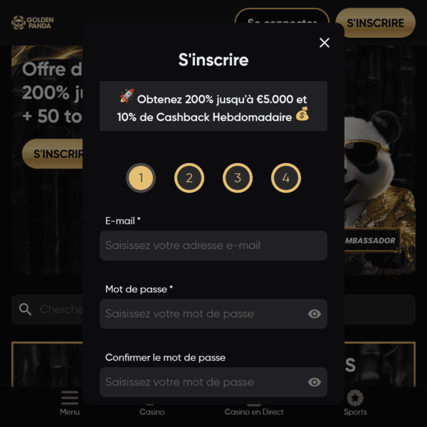 Golden Panda Casino Registration